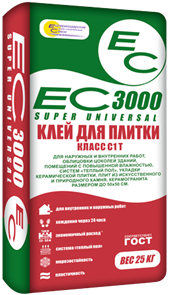 Клей для плитки ЕС 3000/25кг, (54шт) 100055