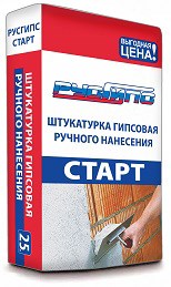 Штукатурка гипсовая ручного нанесения Русгипс Старт 25 кг/60 100260-1